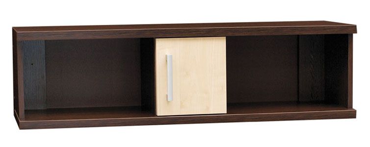 Hängeschrank 1 Meter Breit Trelew 01 mit 2 großen offenen Fächern, Wenge / Ahorn, 31 x 100 x 26 cm, 1 Tür + Fach, ABS Kanten, Solide Verarbeitung