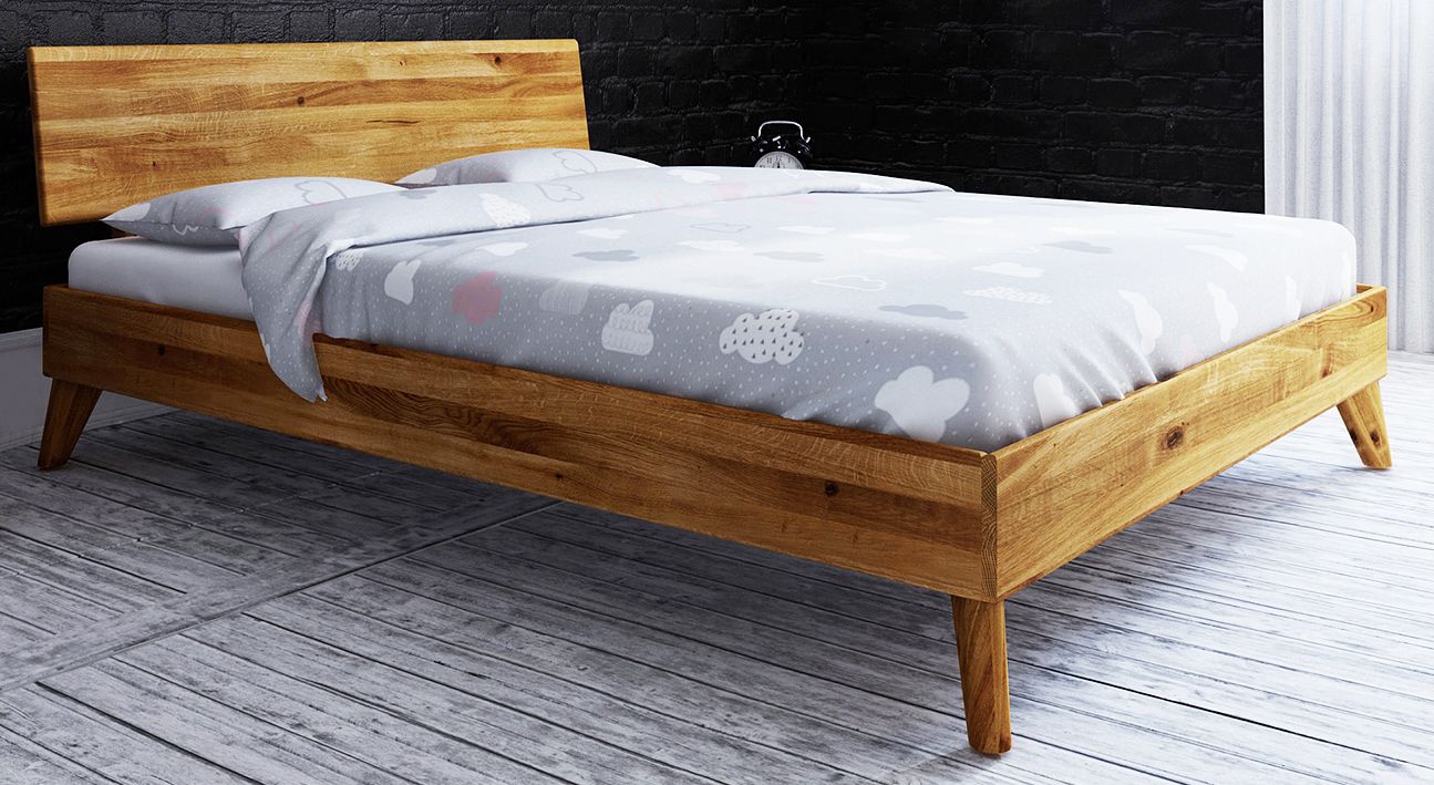 Doppelbett Timaru 01 Wildeiche massiv geölt - Liegefläche: 160 x 200 cm (B x L)