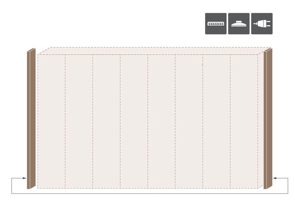 Seitlicher LED-Rahmen für Drehtürenschrank / Kleiderschrank Gataivai und Anbaumodule, Farbe: Walnuss - Höhe: 227 cm