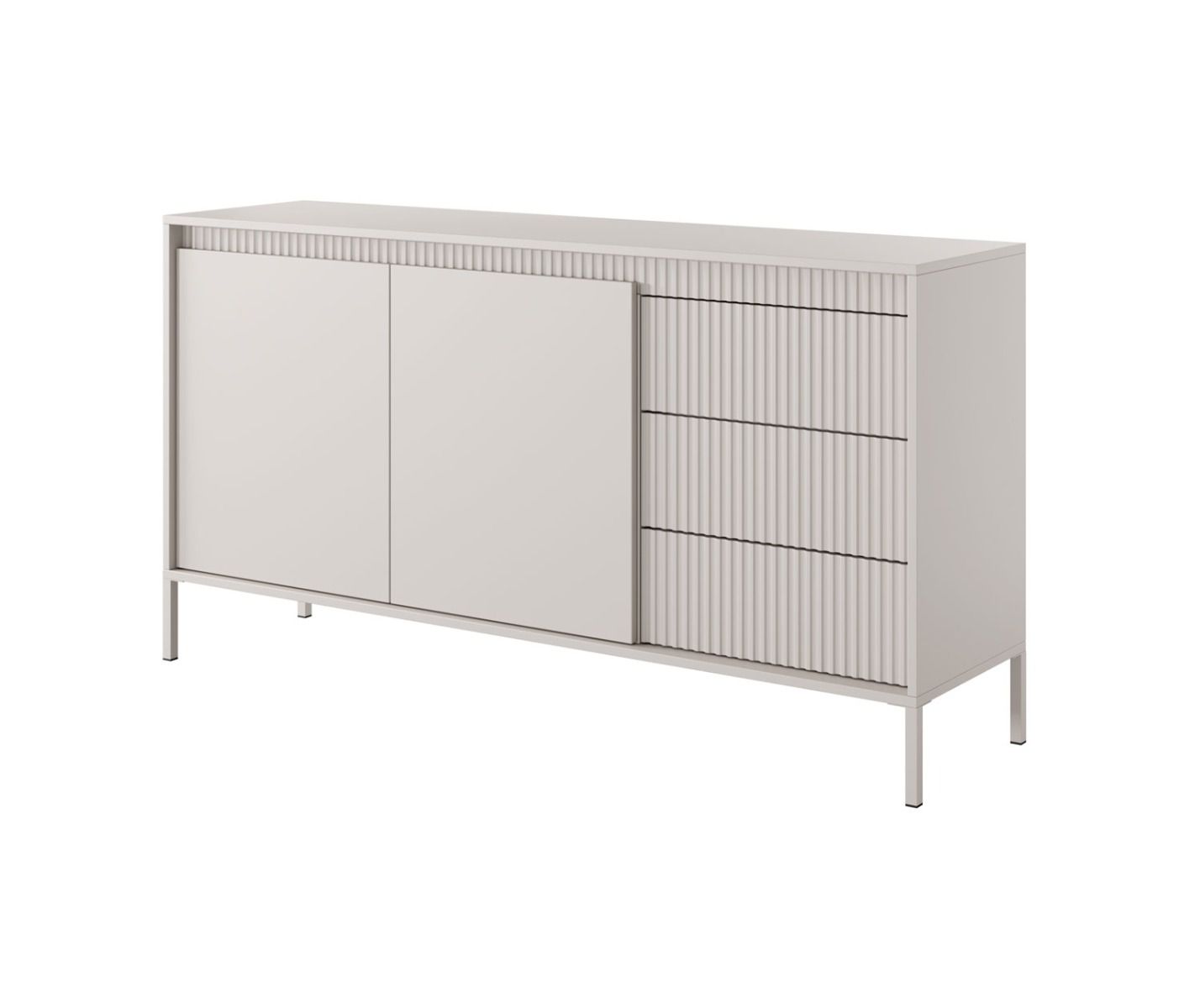 Sideboard mit genügend Stauraum Balta 02, Farbe: Beige, drei Schubladen, Push-to-open Funktion, Maße: 81 x 153,5 x 39,5 cm, vier Fächer