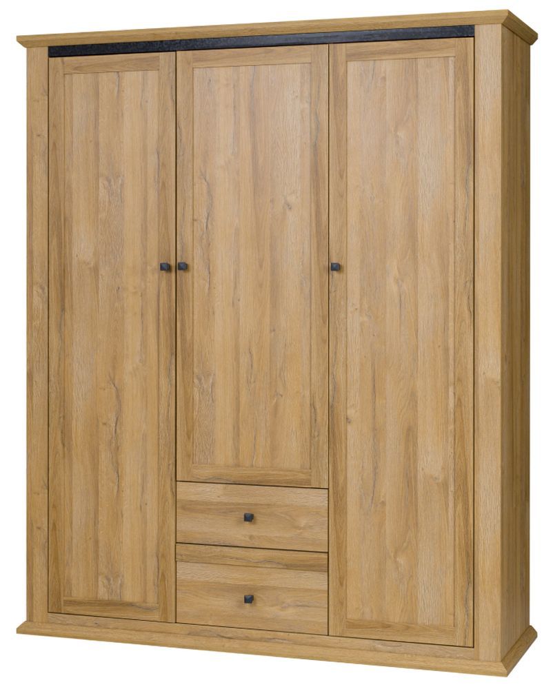 Drehtürenschrank / Kleiderschrank Matam 03, Farbe: Eiche - 200 x 165 x 54 cm (H x B x T)