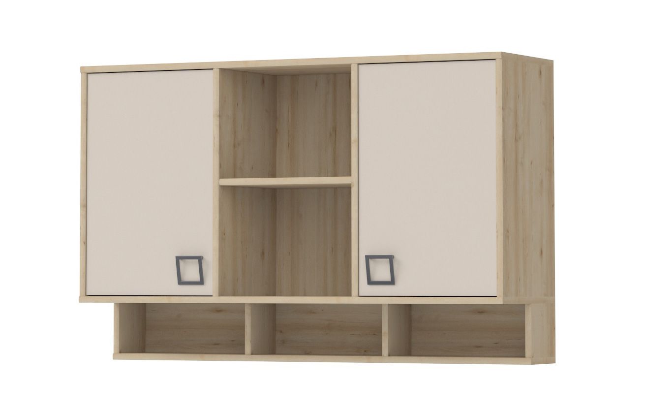 Kinderzimmer - Hängeschrank Benjamin 24, Farbe: Buche / Creme - 82 x 128 x 37 cm (H x B x T)