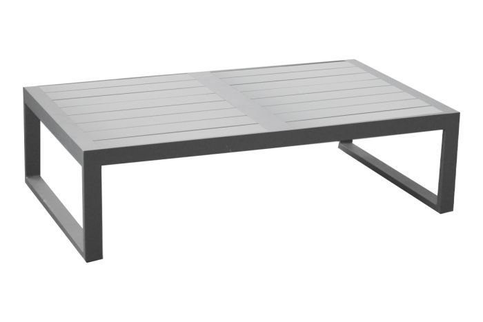 Gartenkaffeetisch Lissabon, 2-Sitzer aus Aluminium - Farbe: graualuminium, 1180 x 690 x 320 mm, Tischplatte mit Aluminiumlatten, langlebig, pflegeleicht