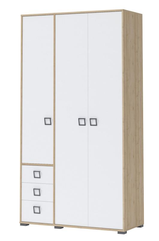 Drehtürenschrank / Kleiderschrank 19, Farbe: Buche / Weiß - 236 x 126 x 56 cm (H x B x T)