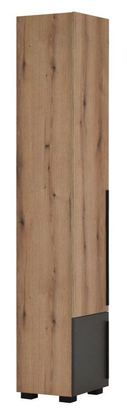 Drehtürenschrank/ Kleiderschrank Burgos  02, Farbe: Eiche / Grau - 215 x 40 x 38 cm (H x B x T)