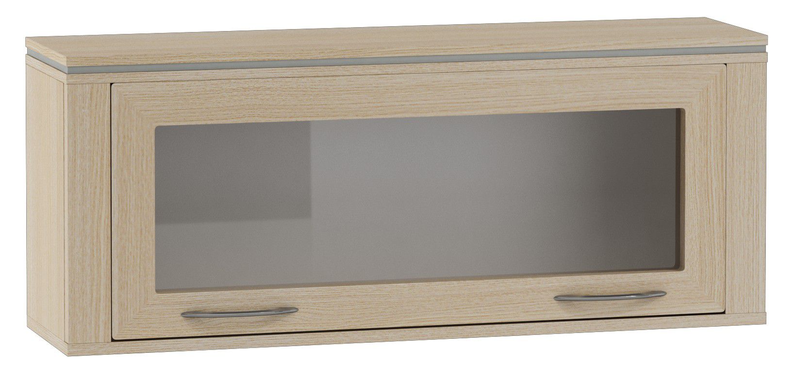 Hängevitrine Kainanto 01, Farbe: Eiche / Grau - Abmessungen: 39 x 96 x 25 cm (H x B x T)