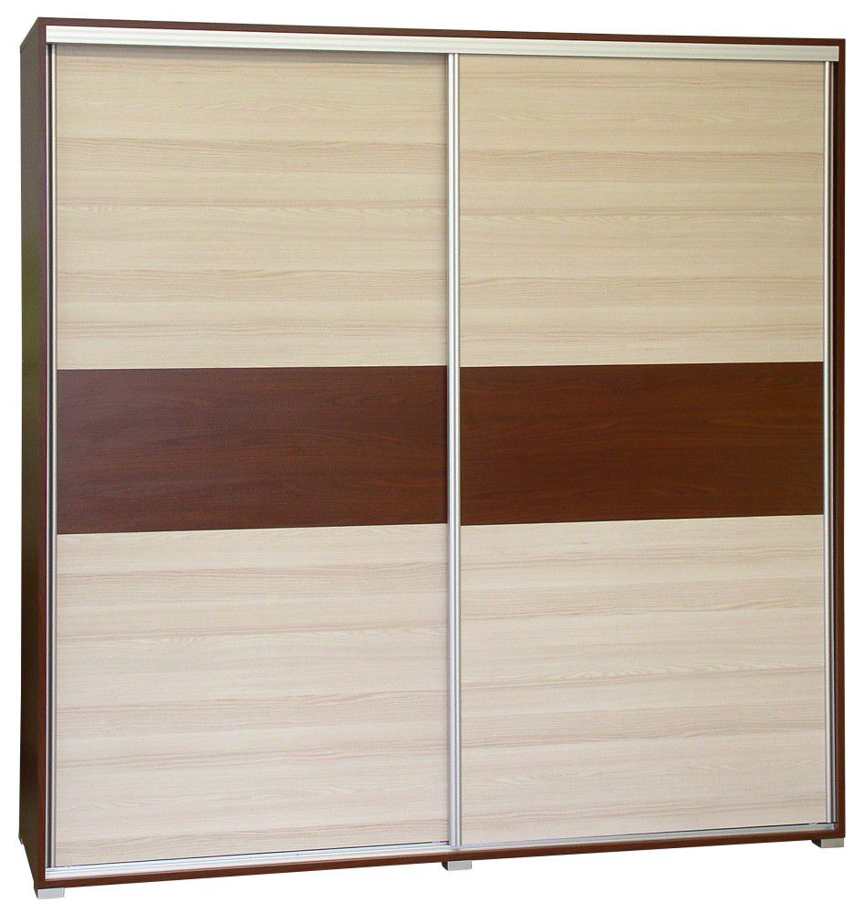 Schiebetürenschrank / Kleiderschrank Cikupa 52, Farbe: Nuss / Ulme - Abmessungen: 210 x 150 x 60 cm (H x B x T)