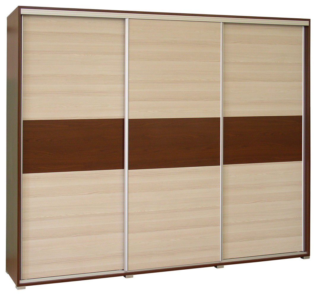 Schiebetürenschrank / Kleiderschrank Cikupa 51, Farbe: Nuss / Ulme - Abmessungen: 210 x 220 x 60 cm (H x B x T)