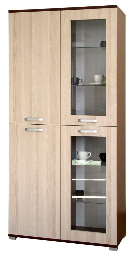 Vitrine Cikupa 21, Farbe: Nuss / Ulme - Abmessungen: 160 x 90 x 40 cm (H x B x T)