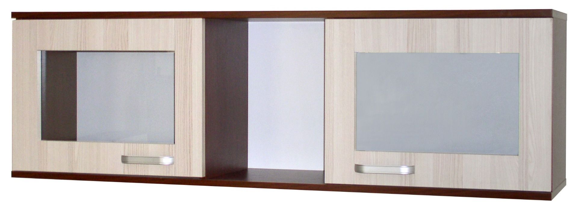 Hängevitrine Cikupa 08, Farbe: Nuss / Ulme - Abmessungen: 44 x 155 x 30 cm (H x B x T)