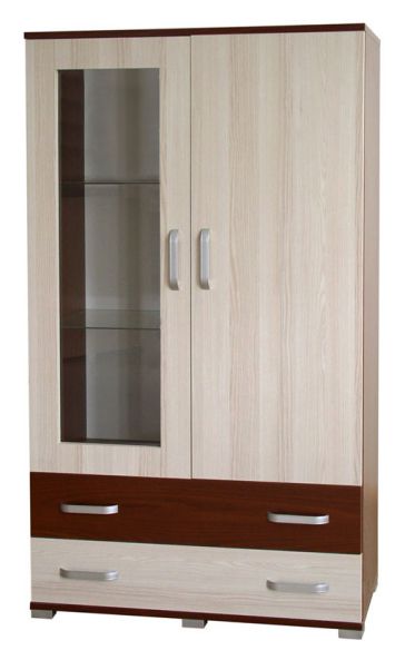 Vitrine Cikupa 23, Farbe: Nuss / Ulme - Abmessungen: 160 x 90 x 40 cm (H x B x T)