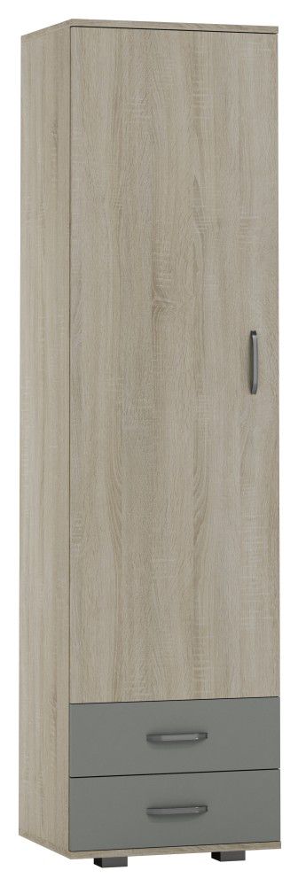 Schrank Ciomas 26, Farbe: Sonoma Eiche / Grau - Abmessungen: 190 x 50 x 40 cm (H x B x T)