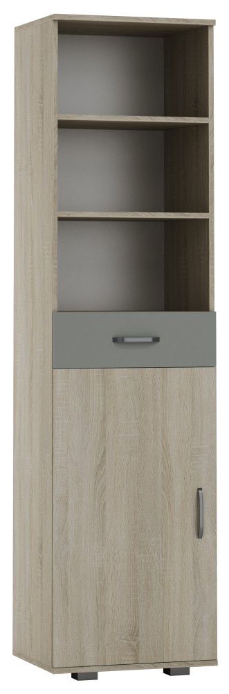 Schrank Ciomas 29, Farbe: Sonoma Eiche / Grau - Abmessungen: 190 x 50 x 40 cm (H x B x T)