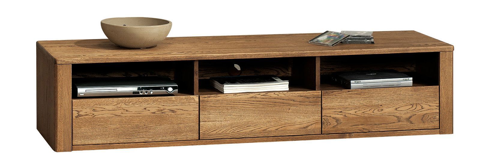 TV-Unterschrank Jussara 07, Farbe: Bernstein, Eiche teilmassiv – 40 x 178 x 50 cm (H x B x T)