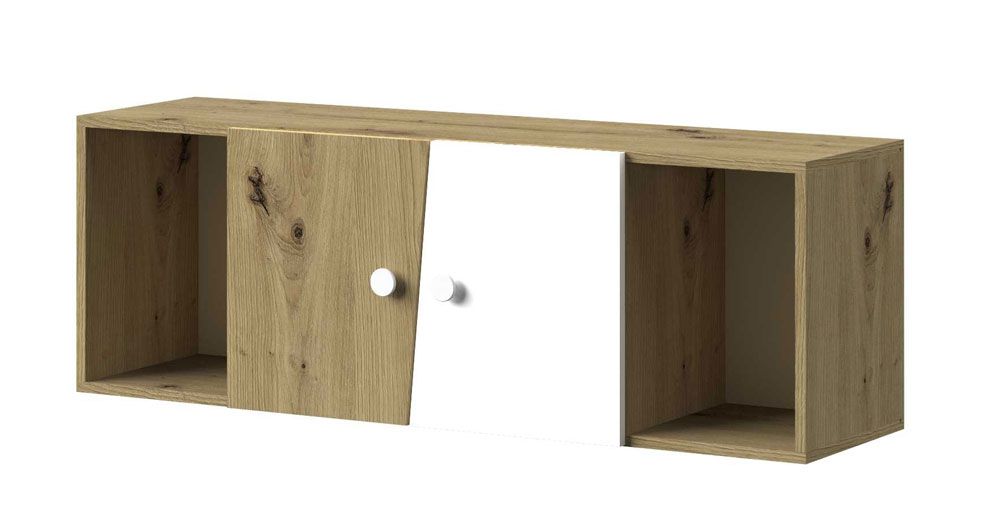 Hängeschrank Sirte 13, Farbe: Eiche / Weiß matt - Abmessungen: 41 x 120 x 32 cm (H x B x T)