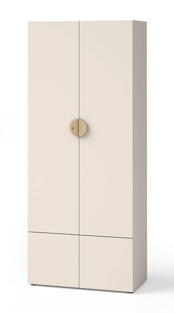 Kleiderschrank mit viel Stauraum Maräne 01, Farbe: Beige / Eiche Artisan - Abmessungen: 194 x 80 x 40 cm (H x B x T)