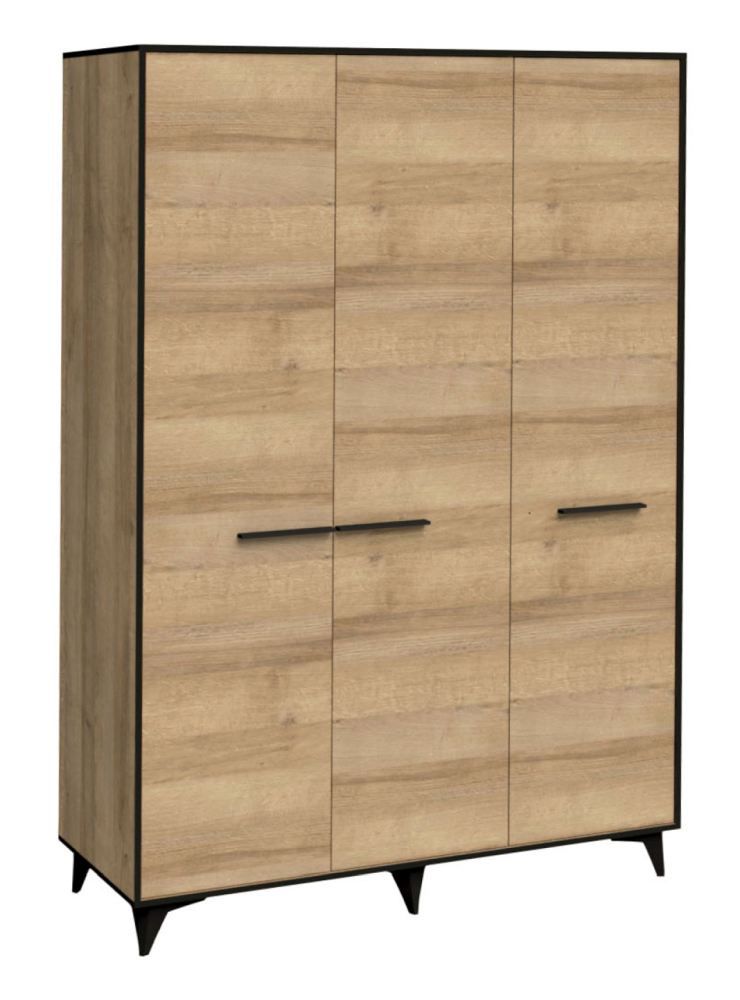 Schrank Altels 21, Farbe: Riviera Eiche / Dunkelbraun - Abmessungen: 200 x 135 x 51 cm (H x B x T)