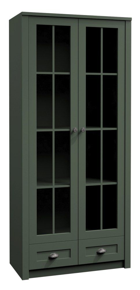 Vitrine Segnas 14, Farbe: Grün - 198 x 90 x 43 cm (H x B x T)