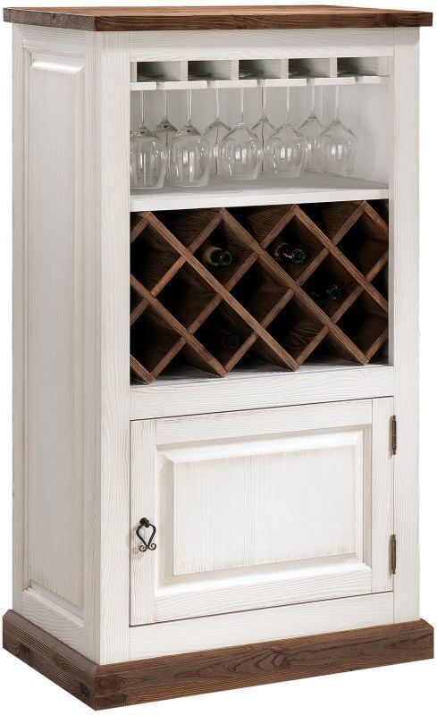 Weinregal "Kilkis" Kiefer altweiß 12 -  132 x 74 x 42 cm (H x B x T)