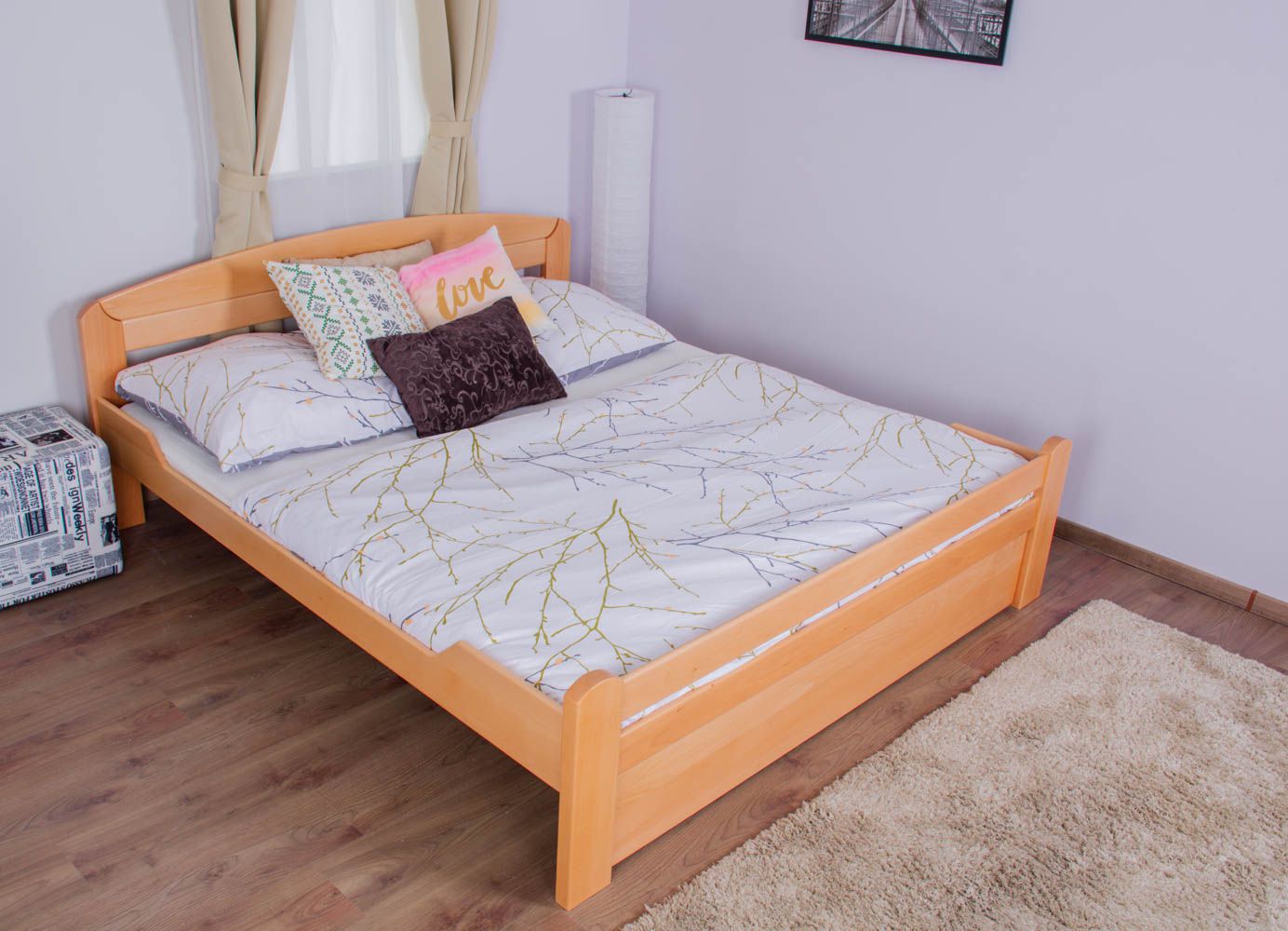 Doppelbett "Easy Premium Line" K5, inkl. 1 Abdeckblende 180 x 200 cm Buche Vollholz massiv Natur