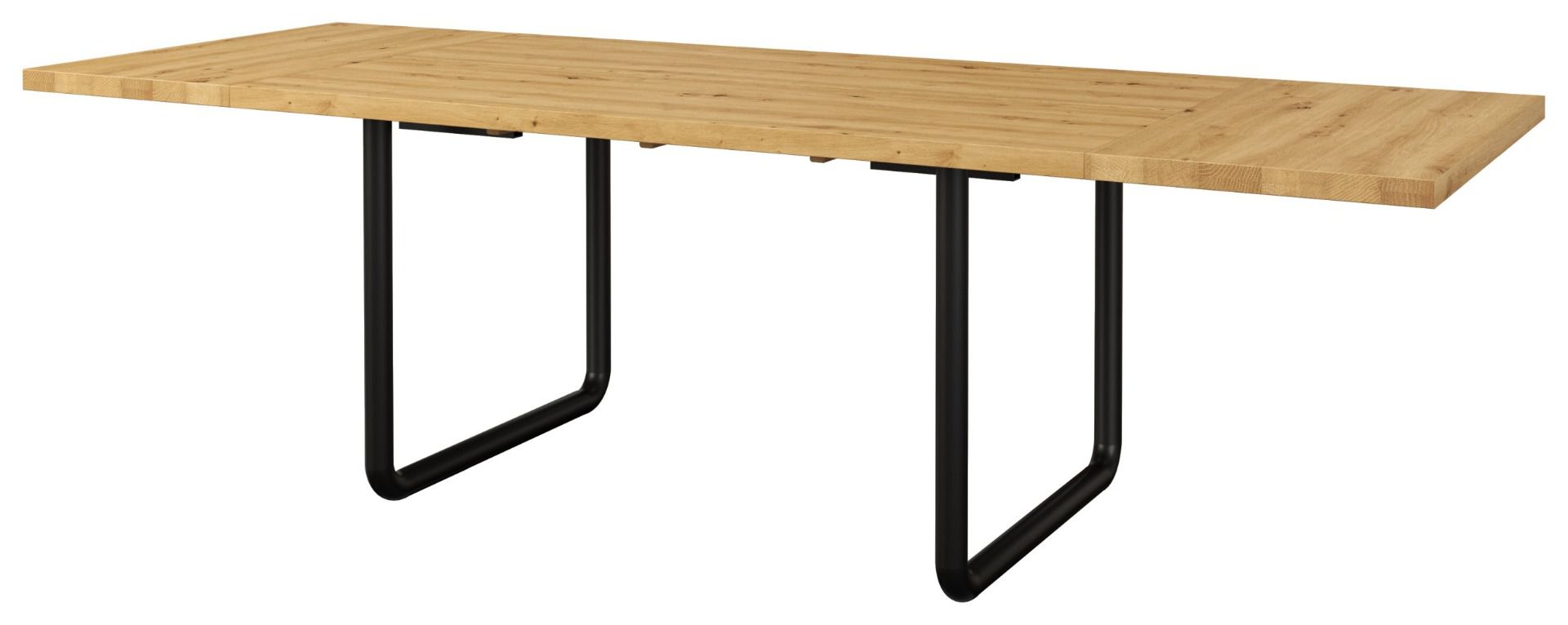 Esstisch ausziehbar Ogulin 34, Farbe: Eiche / Schwarz - Abmessungen: 180-280 x 94 cm (B x T)