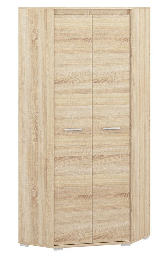 Drehtürenschrank / Eckkleiderschrank Mochis 04, Farbe: Sonoma Eiche hell inklusive 3 Farbeinsätzen - Abmessungen: 200 x 82 x 82 cm (H x B x T), mit 2 Türen und 6 Fächern