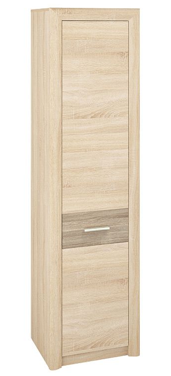 Schrank Mesquite 03, Farbe: Sonoma Eiche hell / Sonoma Eiche Trüffel, Türanschlag Links - Abmessungen: 199 x 54 x 40 cm (H x B x T), mit 1 Tür und 6 Fächern