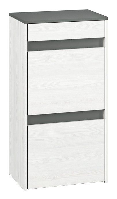 Schuhschrank Fjends 04, Farbe: Kiefer weiß / Anthrazit - Abmessungen: 94 x 50 x 34 cm (H x B x T)