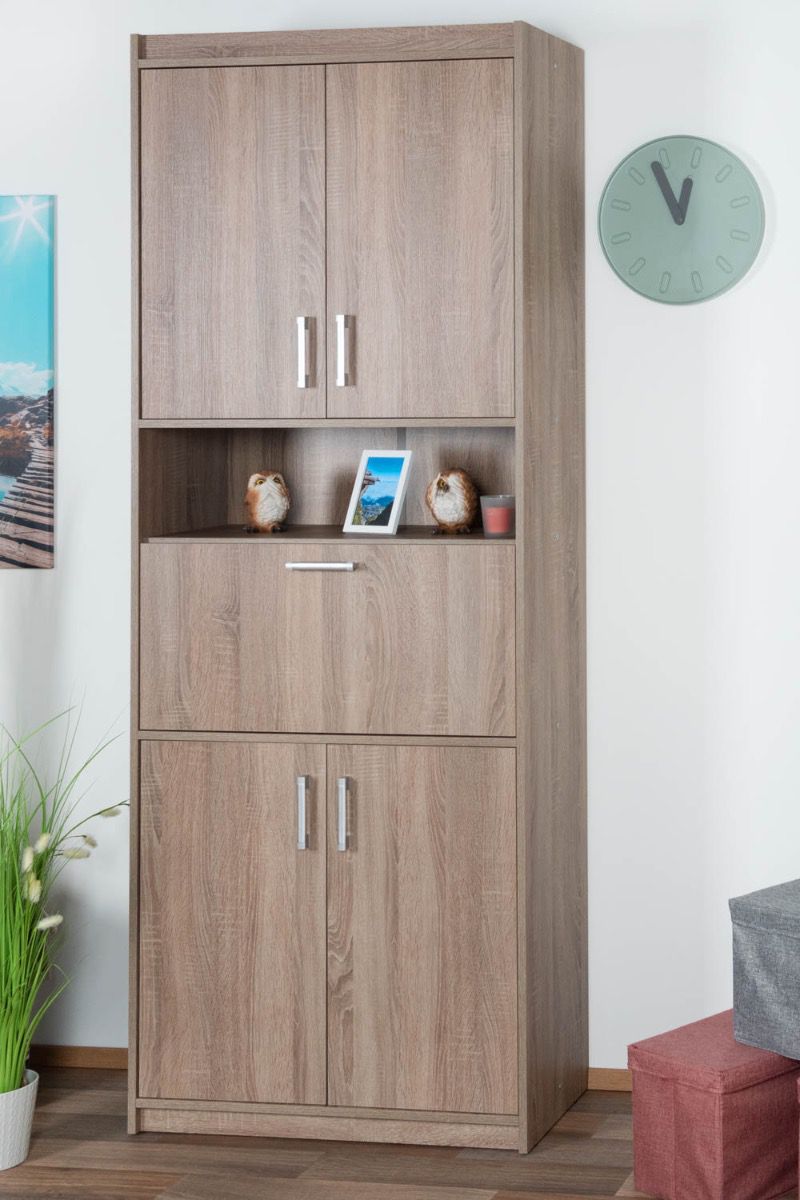 Schrank "Kontich" 07, Farbe: Eiche Trüffel - Abmessungen: 212 x 80 x 35 cm (H x B x T)