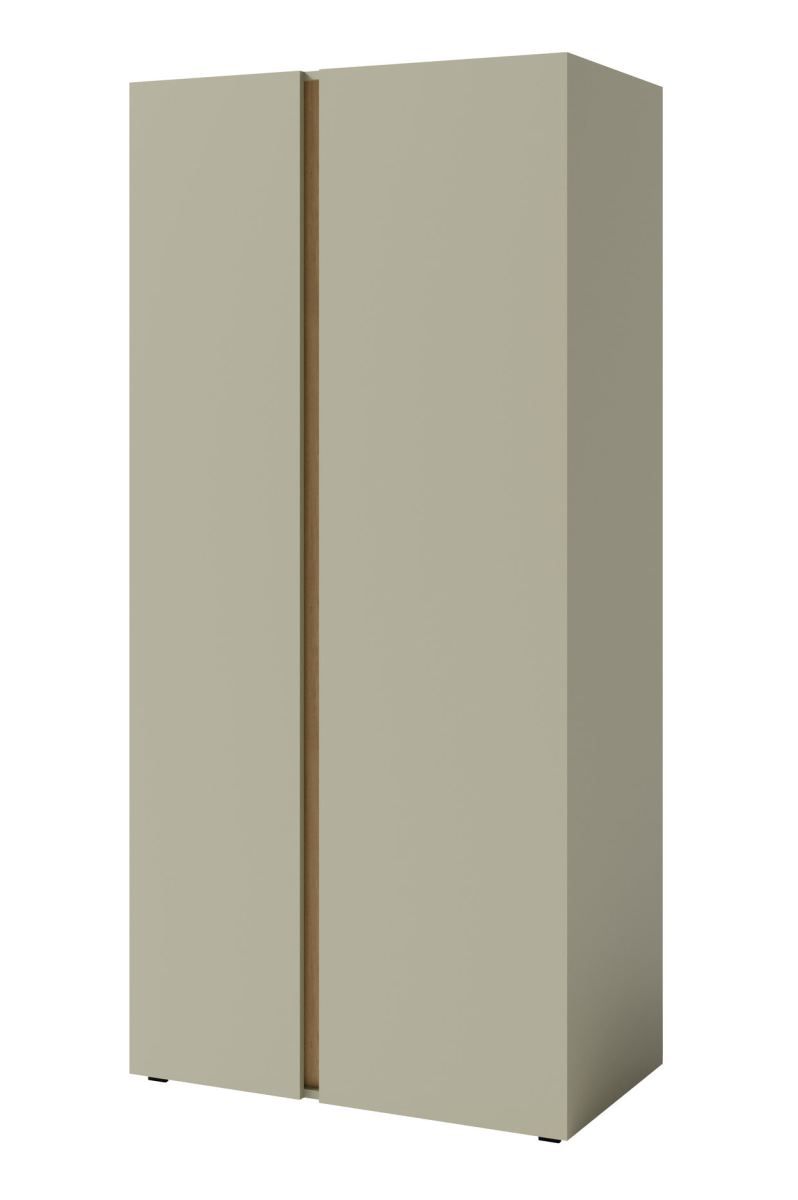 Schlichter Kleiderschrank Fricourt 03, Mintgrün / Eiche dunkel, 195 x 90 x 50 cm, mit 7 Fächern und 1 Kleiderstange, ABS-Kanten, hochwertig verarbeitet