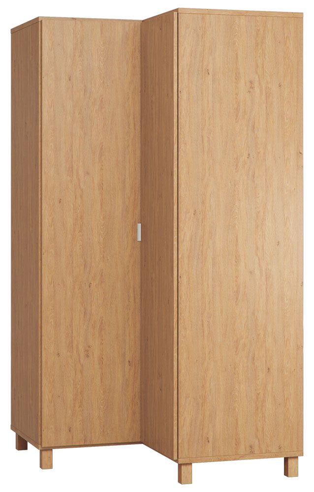 Drehtürenschrank / Eckkleiderschrank Averias 14, Farbe: Eiche - Abmessungen: 195 x 102 x 104 cm (H x B x T)