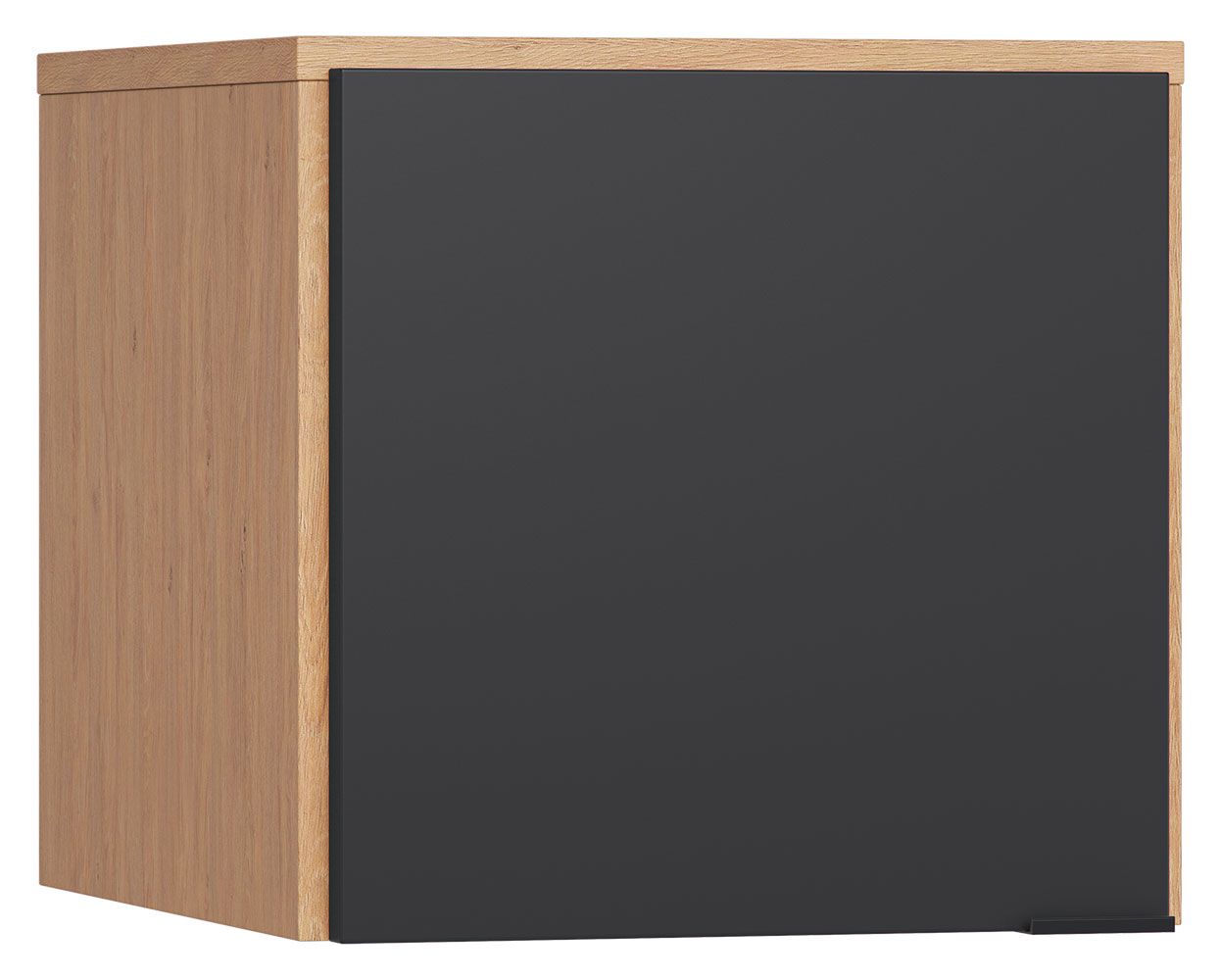 Aufsatz für eintürigen Kleiderschrank Leoncho 12, Farbe: Eiche / Schwarz - Abmessungen: 45 x 47 x 57 cm (H x B x T)