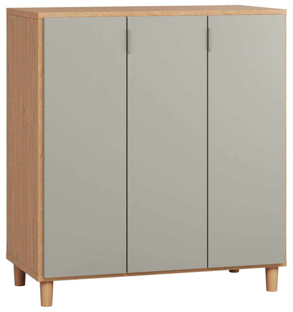 Kommode Nanez 06, Farbe: Eiche / Grau - Abmessungen: 100 x 90 x 47 cm (H x B x T)