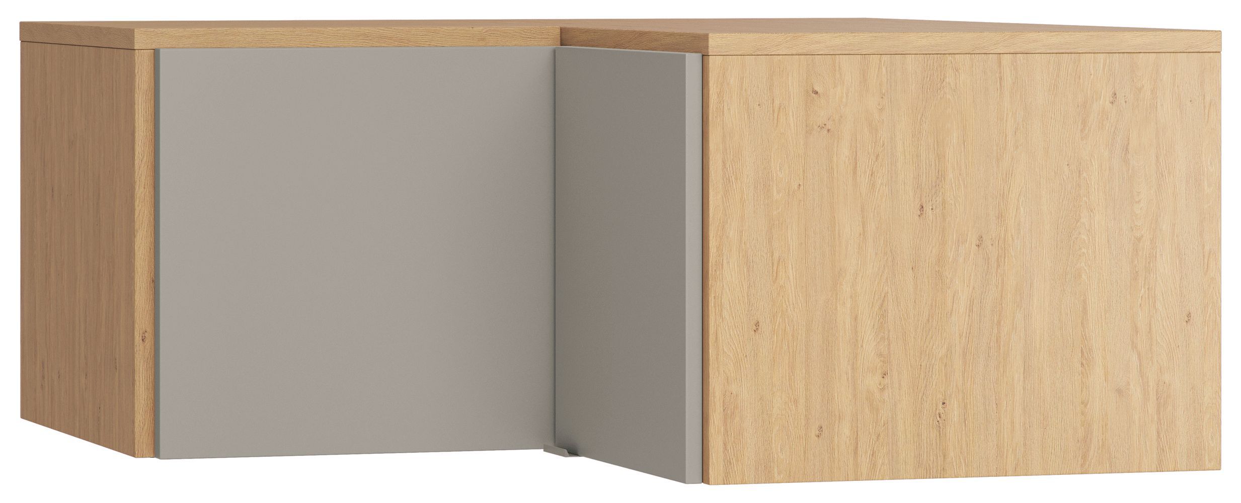 Aufsatz für Eckkleiderschrank Nanez 14, Farbe: Eiche / Grau - Abmessungen: 45 x 102 x 104 cm (H x B x T)