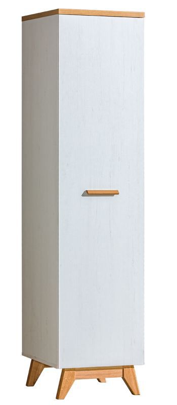 Drehtürenschrank / Kleiderschrank Panduros 02, Farbe: Kiefer Weiß / Eiche Braun - Abmessungen: 185 x 45 x 52 cm (H x B x T)