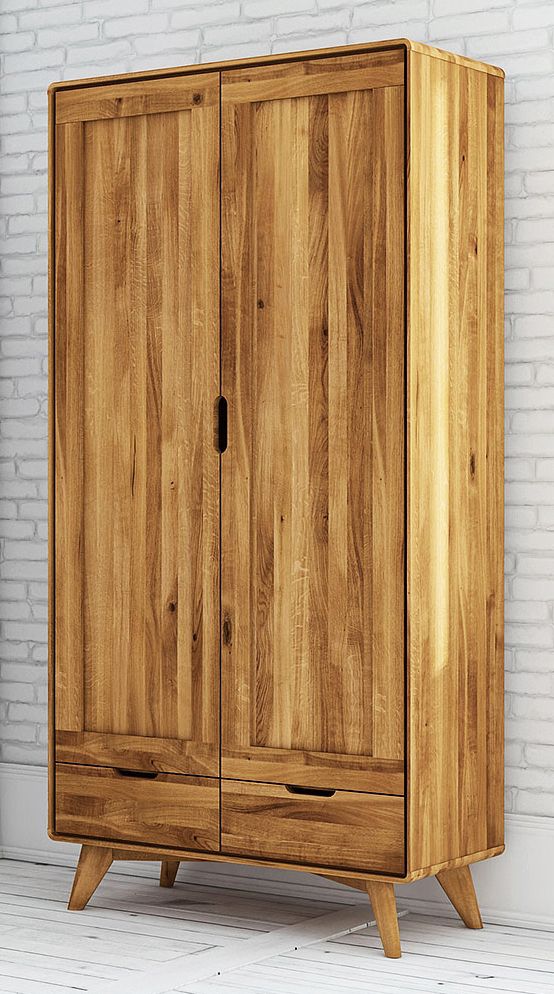 Drehtürenschrank / Kleiderschrank Timaru 19 Wildeiche massiv geölt - Abmessungen: 180 x 90 x 45 cm (H x B x T)