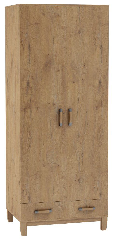 Drehtürenschrank / Kleiderschrank Alotau 11, Farbe: Eiche - Abmessungen: 200 x 80 x 60 cm (H x B x T)