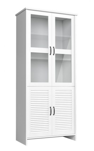 Vitrine Badus 11, Farbe: Weiß - 201 x 89 x 44 cm (H x B x T)