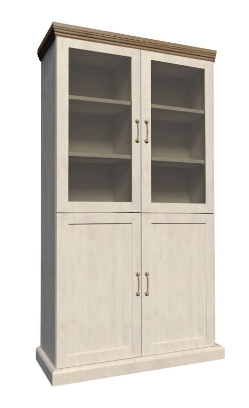 Vitrine Badile 08, Farbe: Kiefer Weiß / Braun - 187 x 87 x 39 cm (H x B x T)