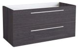 Waschtischunterschrank Rajkot 21 mit Siphonausschnitt, Farbe: Eiche Schwarz – 50 x 99 x 45 cm (H x B x T)