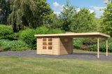 Gartenhaus SET naturbelassen mit Anbaudach 4,4m, Grundfläche: 7,5m²