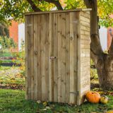 Gartenschrank / Geräteschrank mit Tisch Offingen, Natur imprägniert - Außenmaße mit Dach: 125 x 66 x 186 cm (L x B x H)