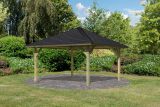 Pavillon SET, Farbe: Natur KDI, mit Schindeln schwarz, Grundfläche 11,3 m²