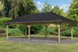 Rechteckiges Pavillon SET mit schwarzen Schindeln, Farbe: Natur KDI, Grundfläche 23 m²