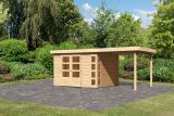 Gartenhaus SET naturbelassen mit Anbaudach 2,4 m Breite, Grundfläche: 7m²