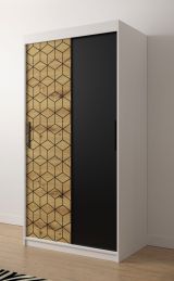 Kleiderschrank mit modernen Design Dom 03, Farbe: Weiß matt / Eiche Artisan / Schwarz matt - Abmessungen: 200 x 100 x 62 cm (H x B x T), mit genügend Stauraum