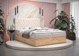 Boxspringbett im eleganten Design Pilio 61, Farbe: Beige / Eiche Golden Craft - Liegefläche: 140 x 200 cm (B x L)