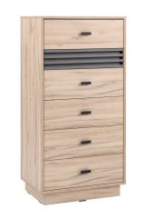 Schmale Kommode Niel 18, Farbe: Eiche / Anthrazit - Abmessungen: 120 x 60 x 40 cm (H x B x T)