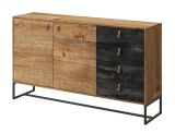 Kommode Linthouse 05, Farbe: Eiche Dunkelbrauen / Grau - Abmessungen: 89 x 153 x 39 cm (H x B x T)