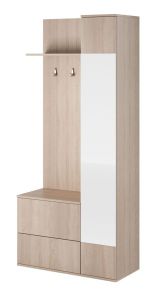 Garderobe Exmouth 02, Farbe: Eiche Sonoma - Abmessungen: 195 x 90 x 34 cm (H x B x T), mit drei Haken